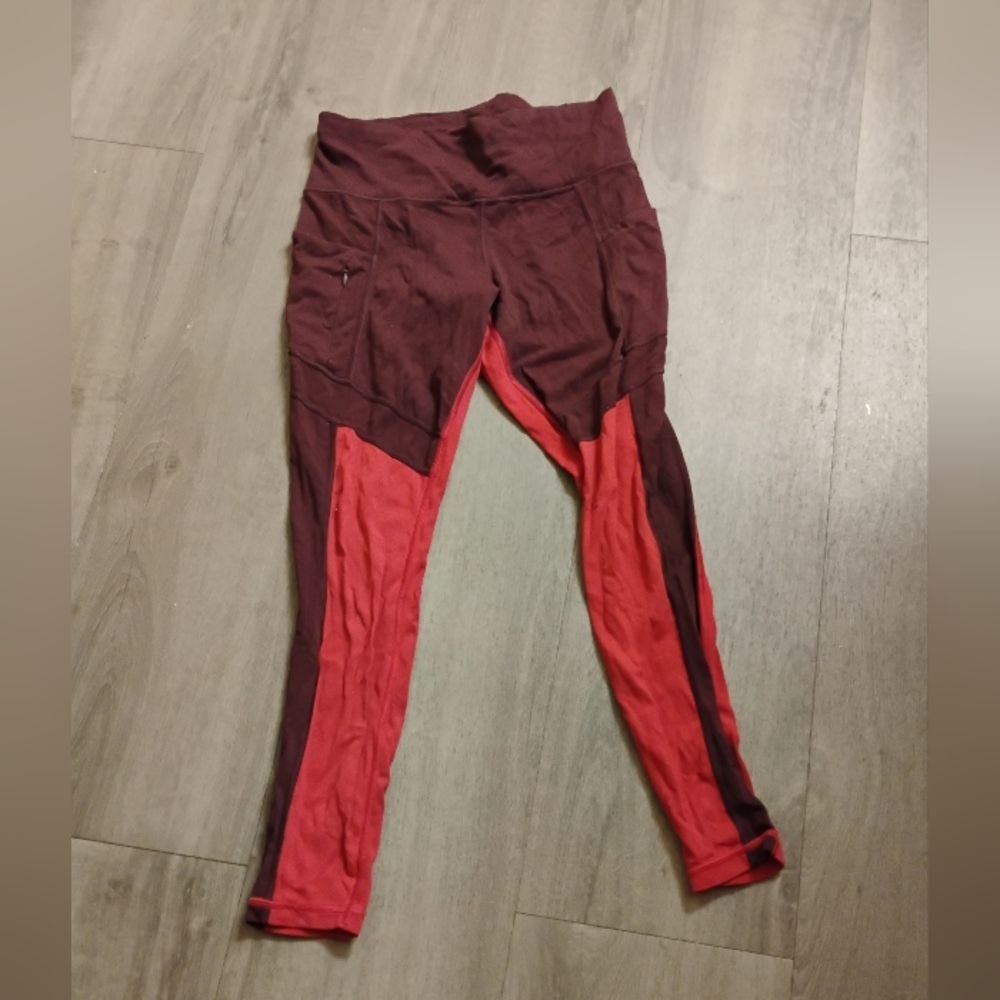 Athleta All In Structure 7/8 Tights Burgundy Berry Red